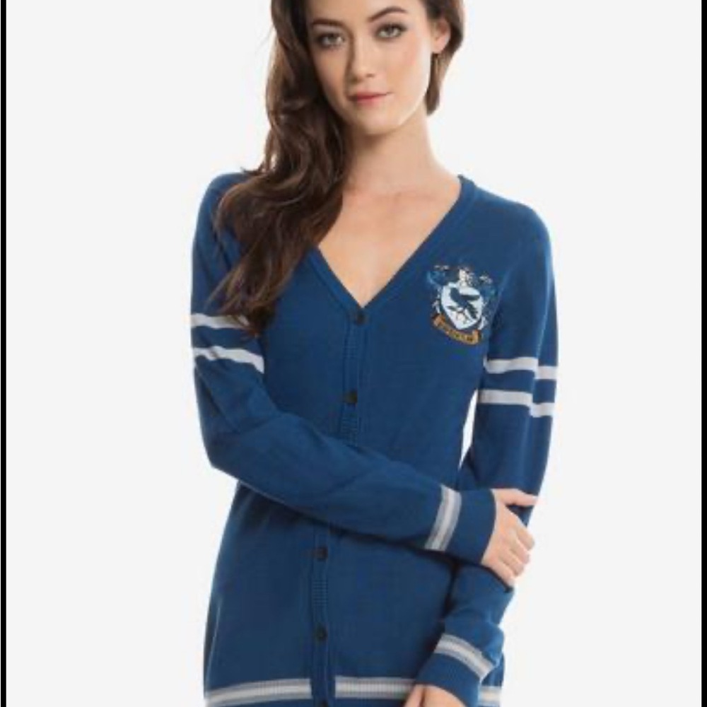 Harry Potter Women’s Ravenclaw Cardigan Wizarding World Blue XL Potterhead